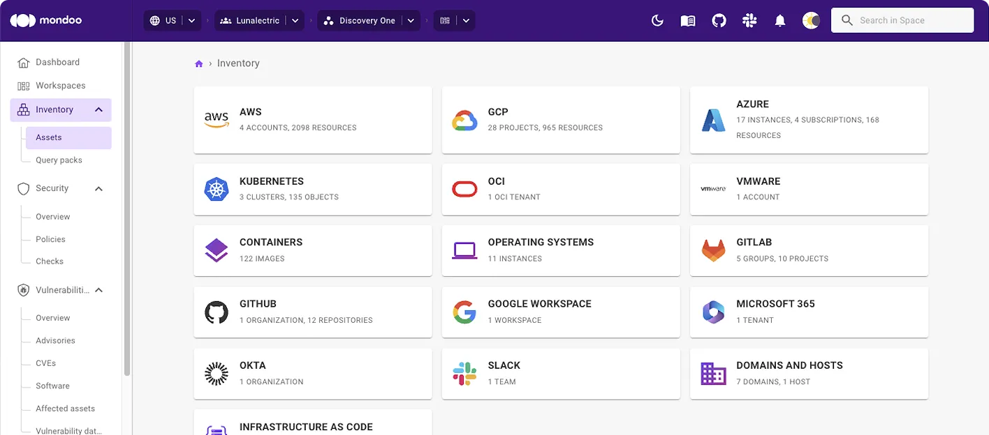 Mondoo asset inventory