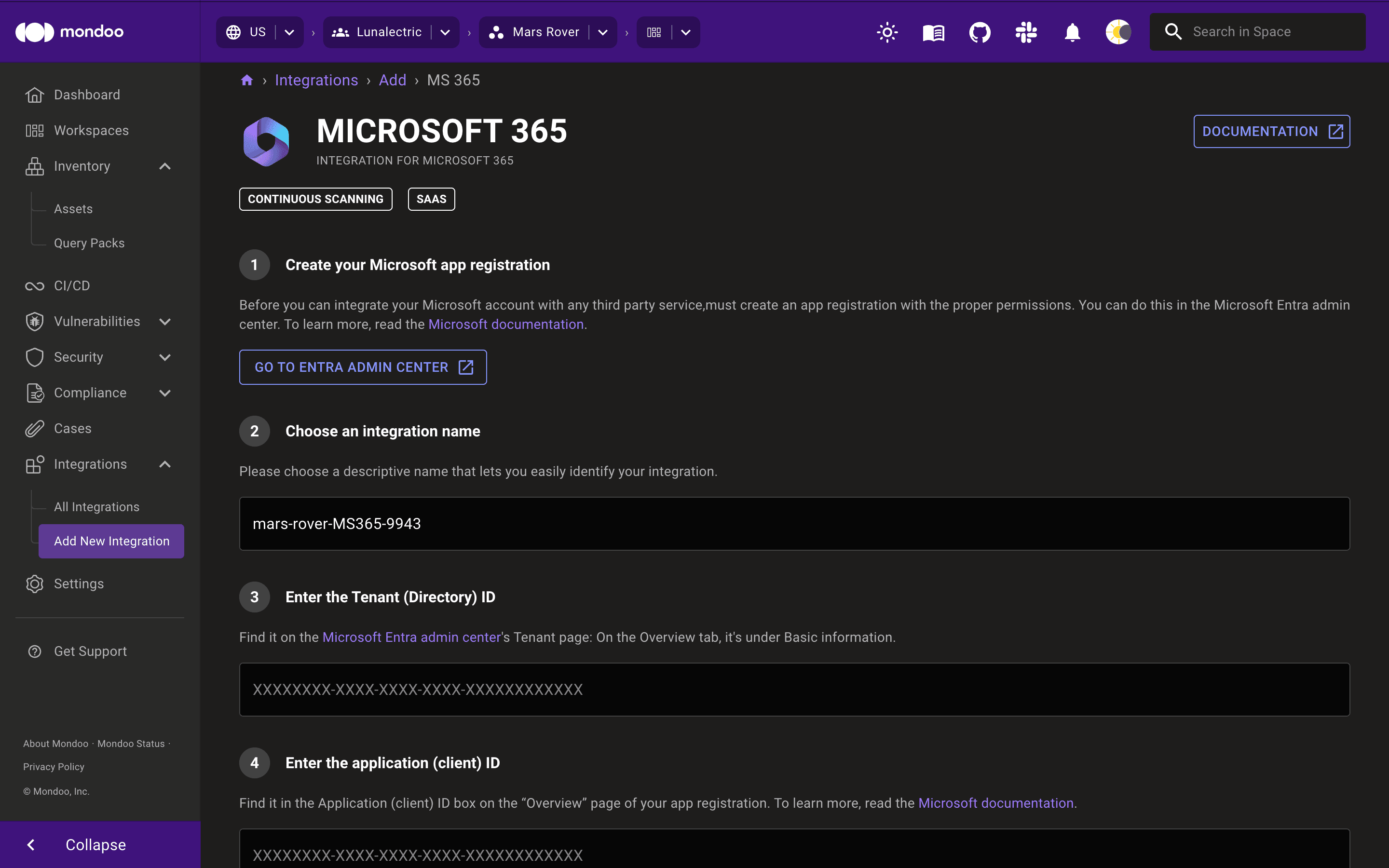 Add a Microsoft 365 integration