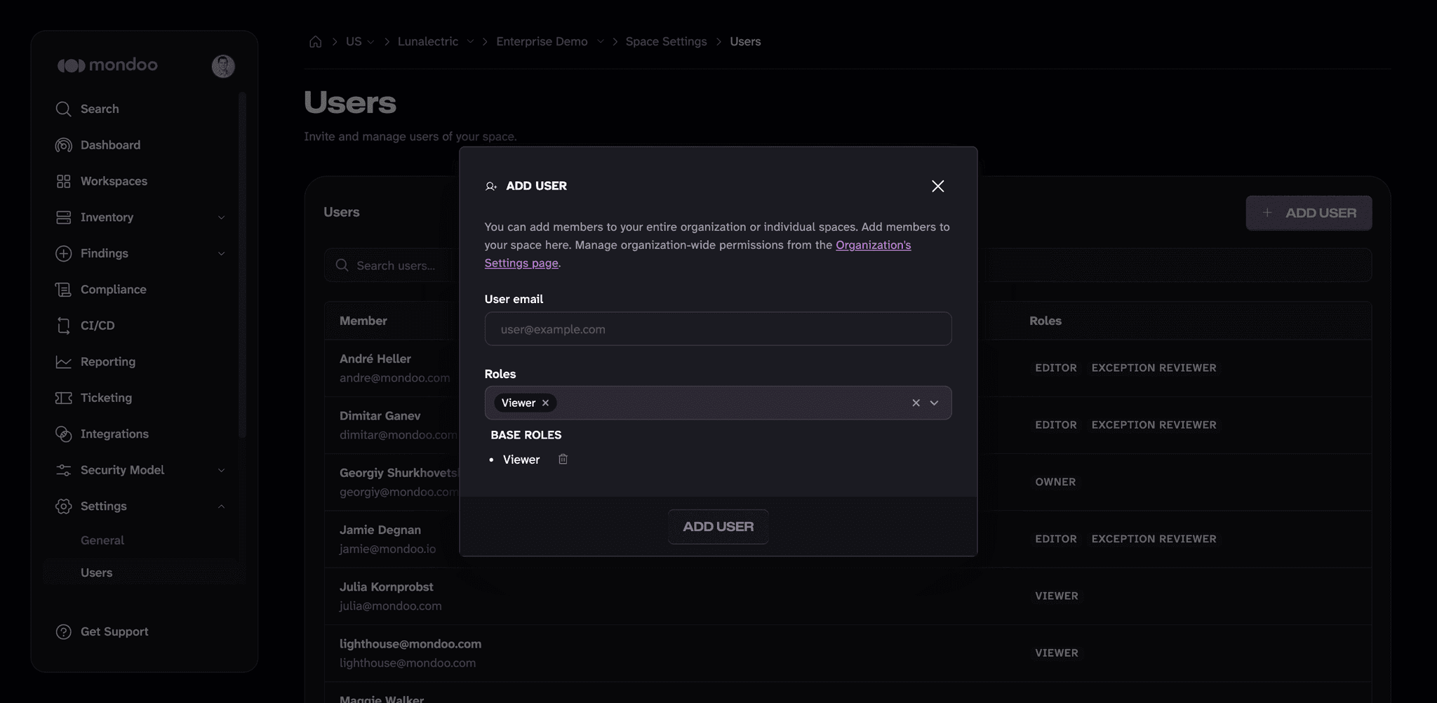 Add a user in the Mondoo App