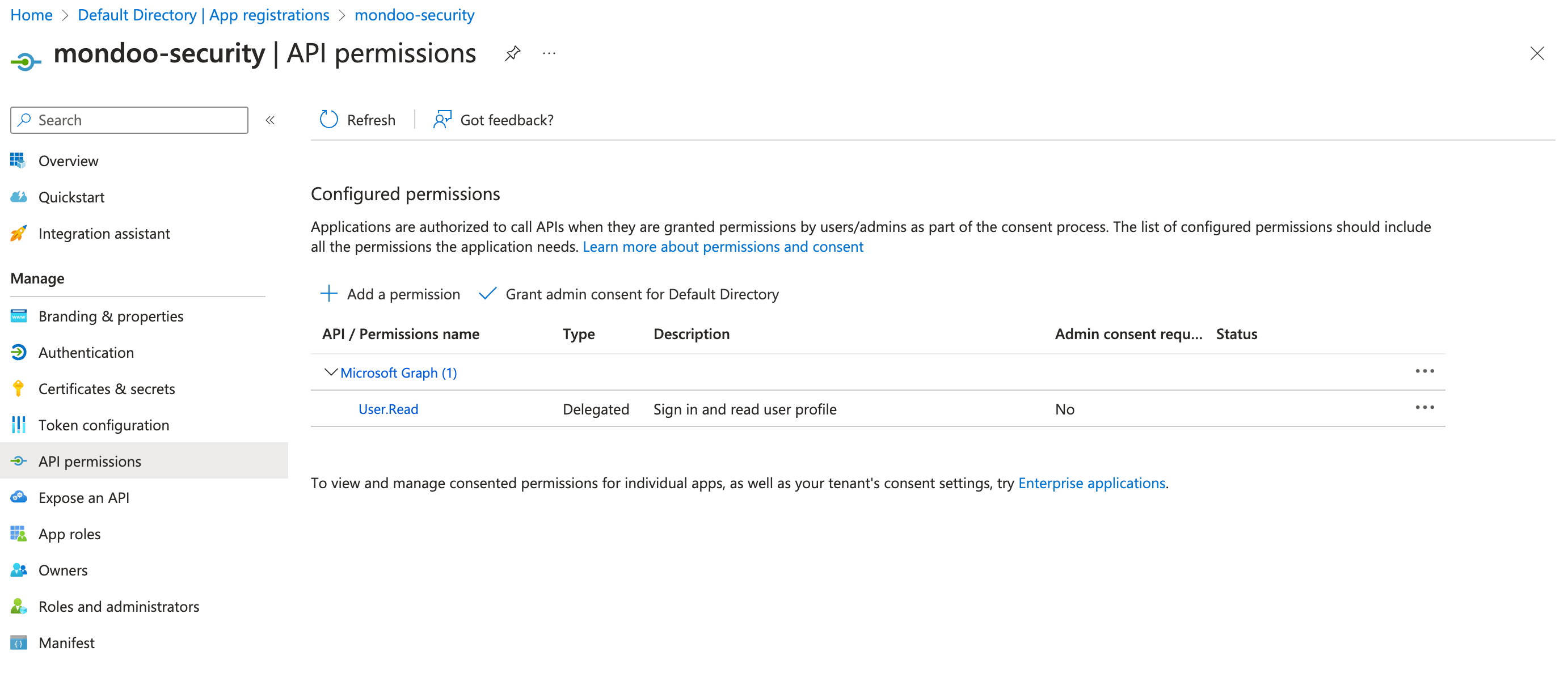 API permissions