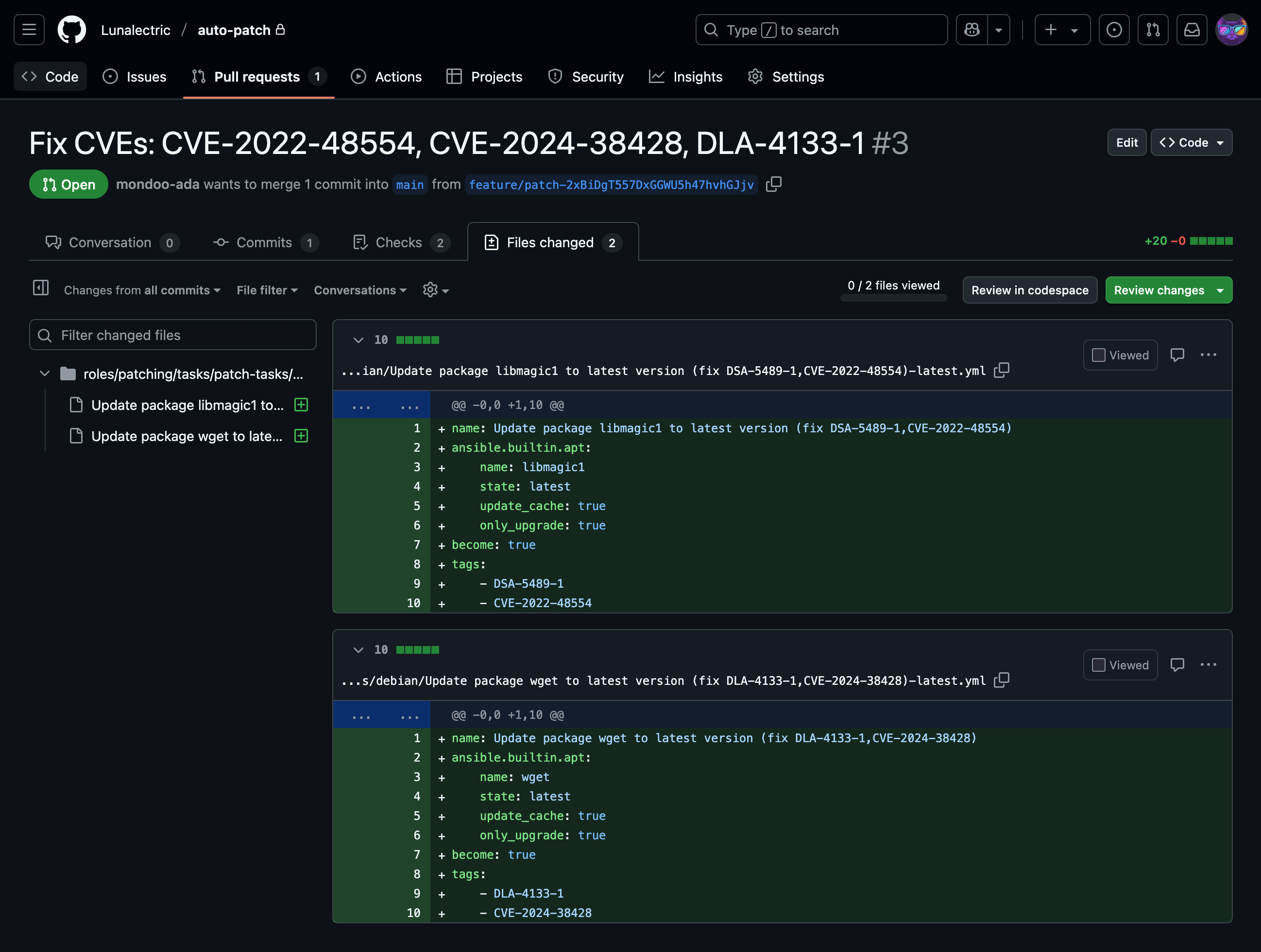 Security Pipeline PR details