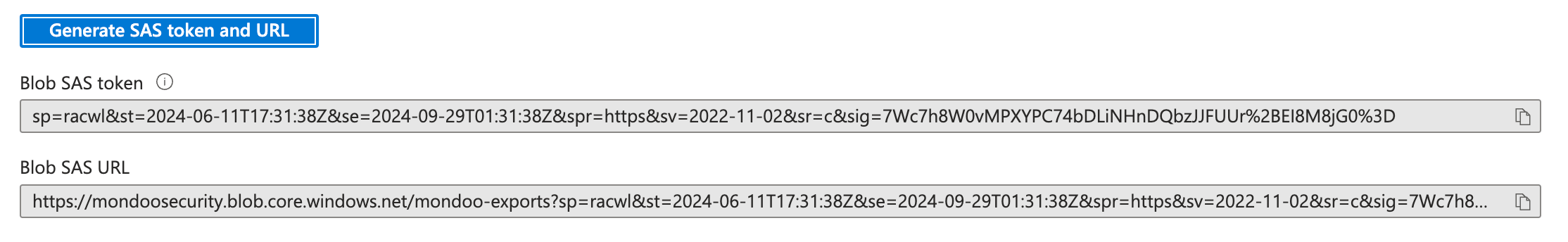 Copy Blob SAS URL
