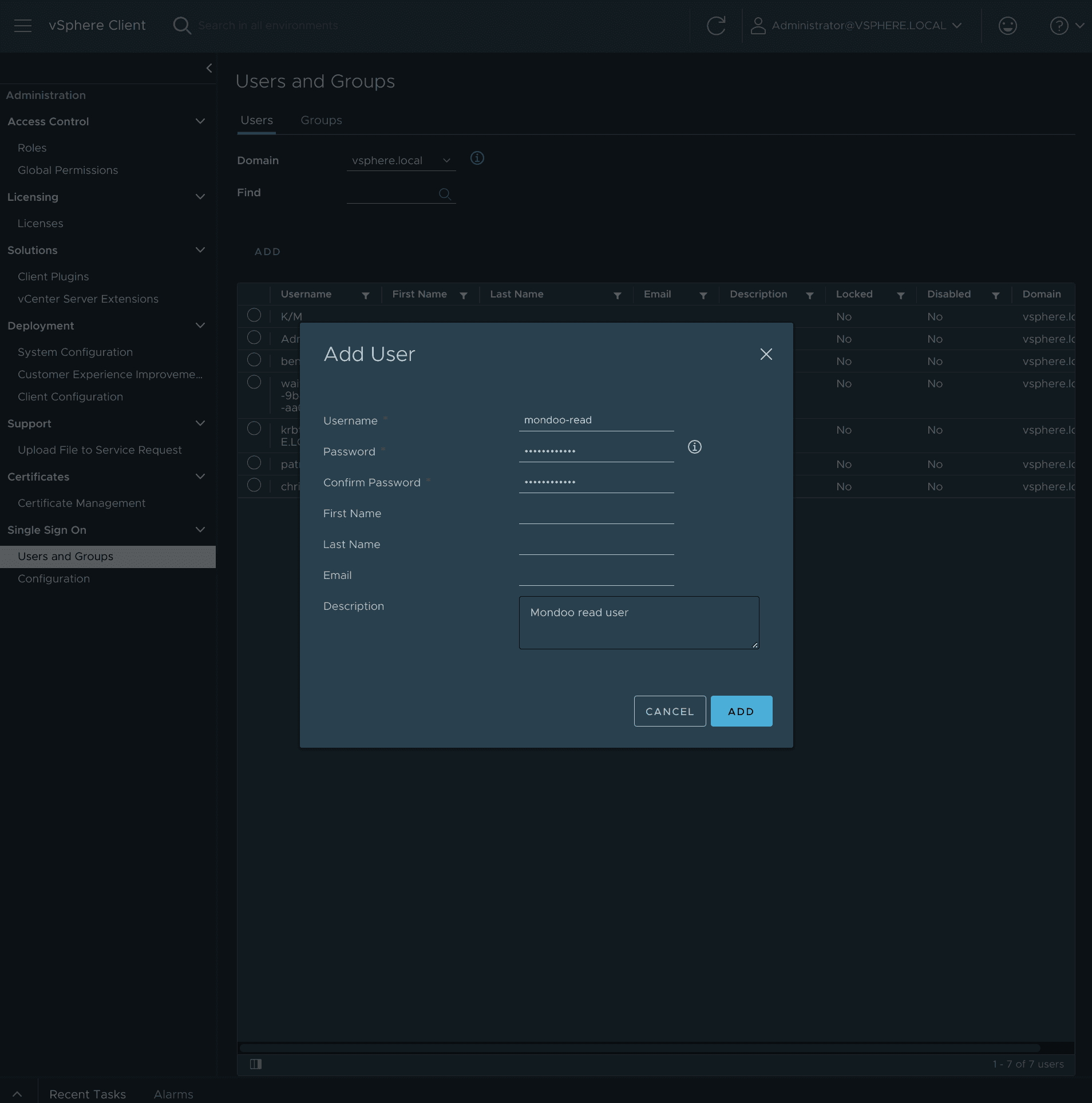 Create mondoo user