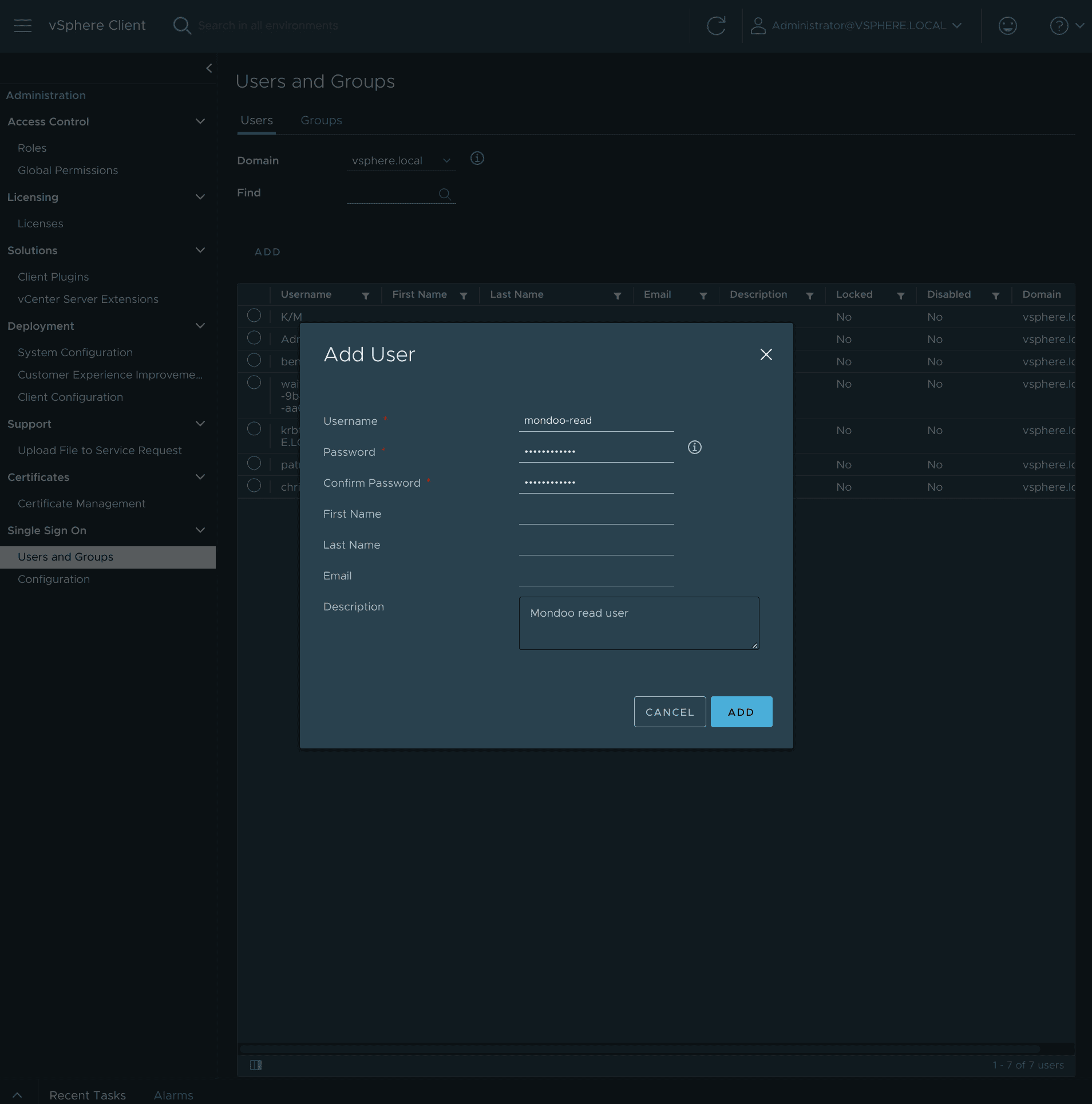 Create mondoo user