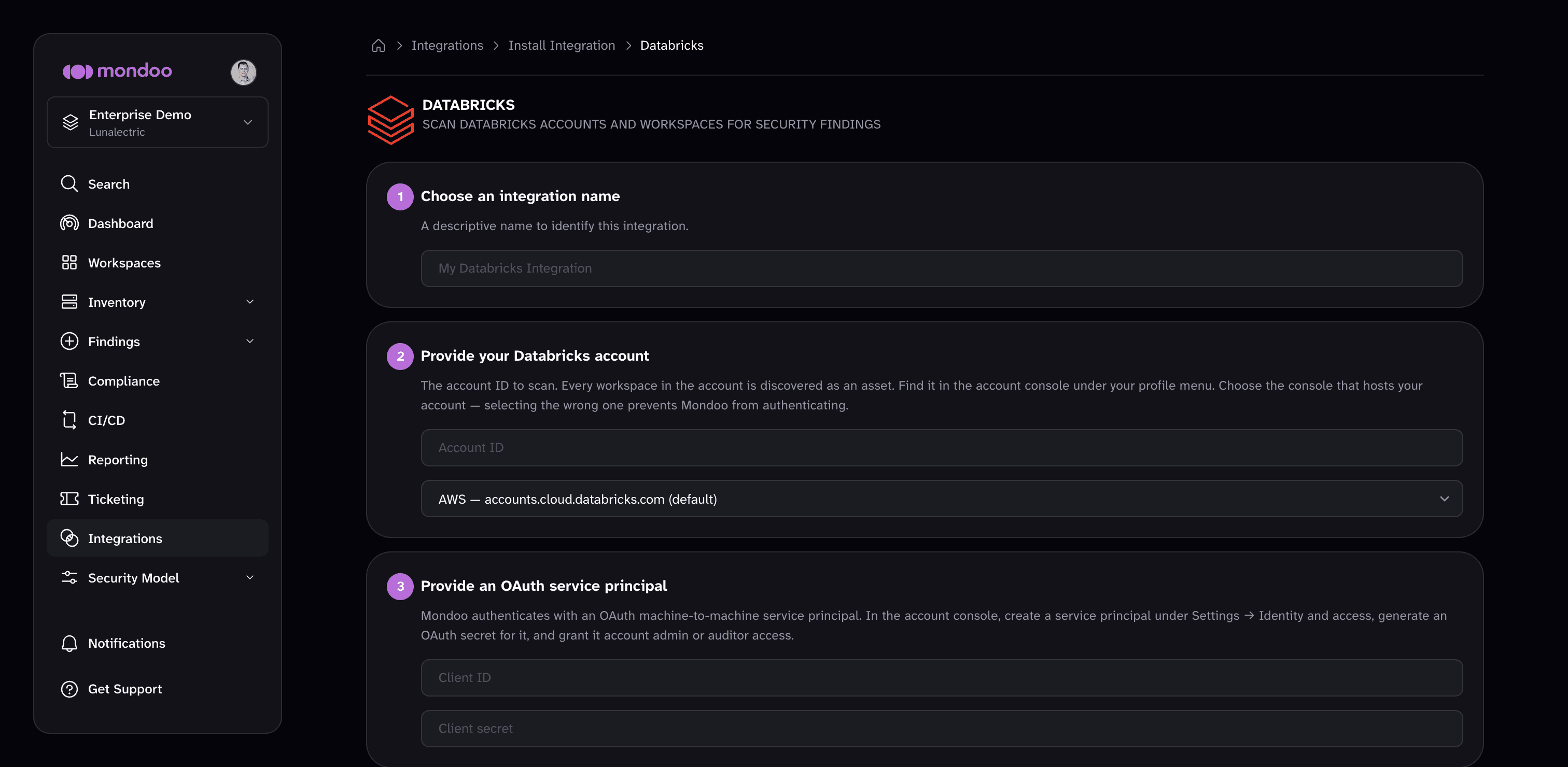 Add a Databricks integration in Mondoo