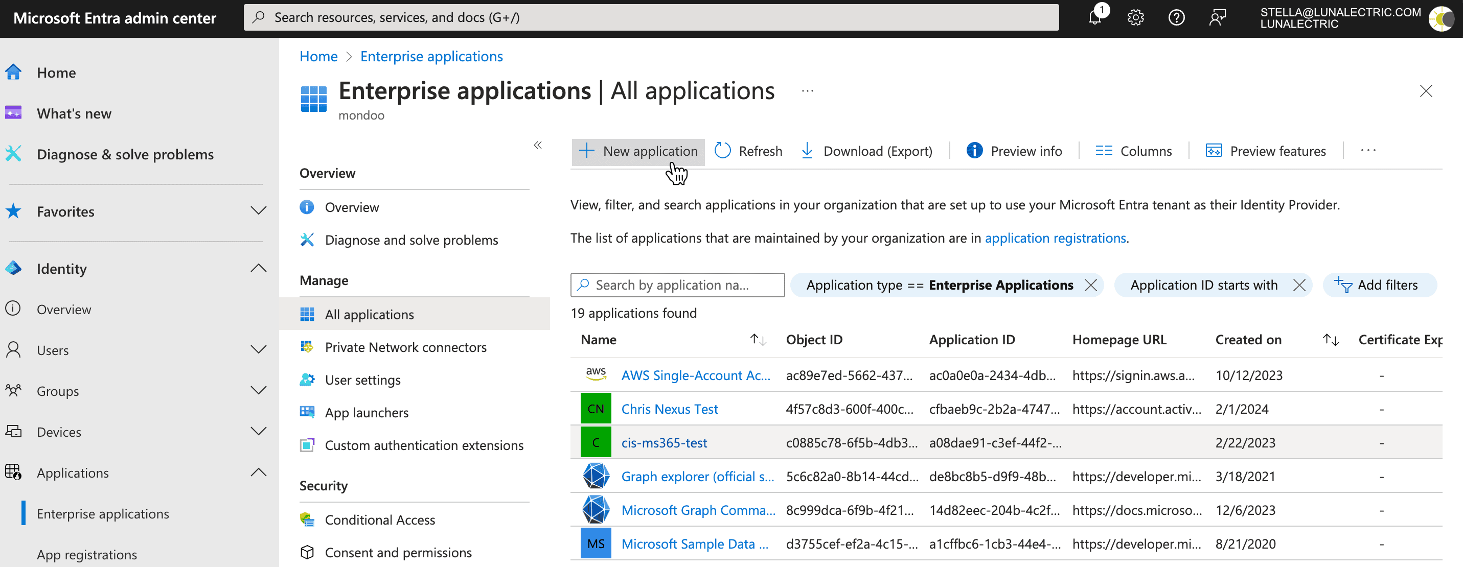 Entra enterprise applications