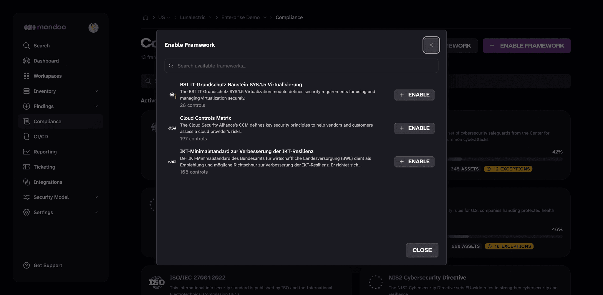Enable a compliance framework