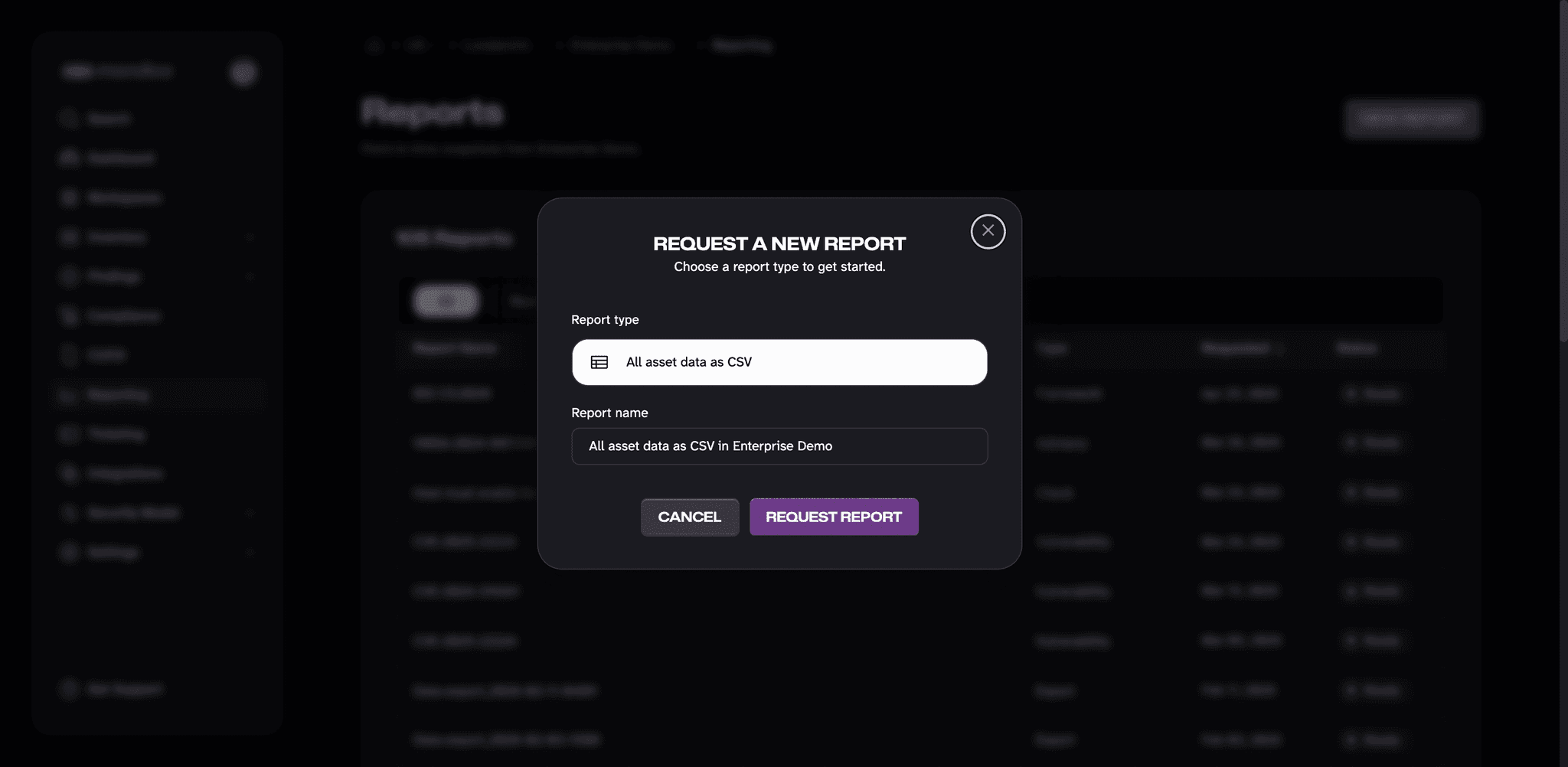 Request a new report in Mondoo