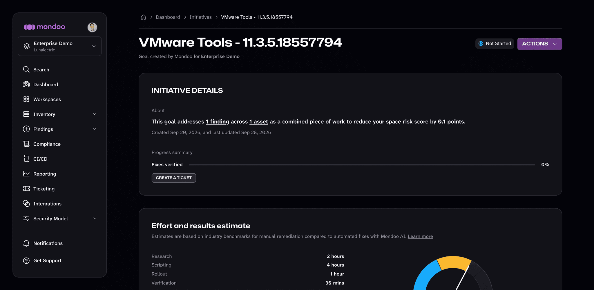 An initiative detail page in the Mondoo App