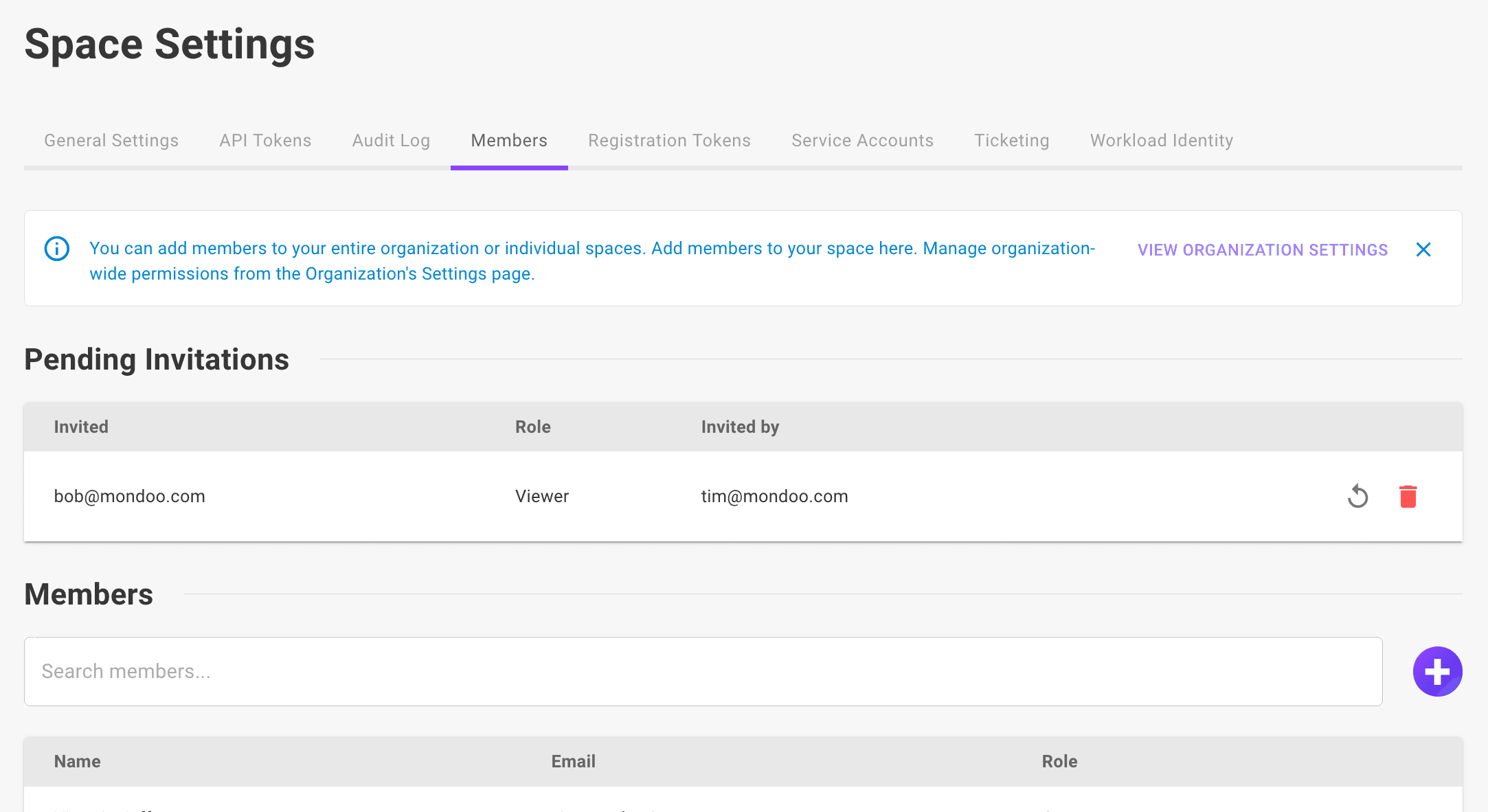 Pending invitations
