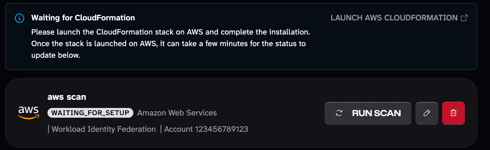 Create an AWS integration and launch CloudFormation