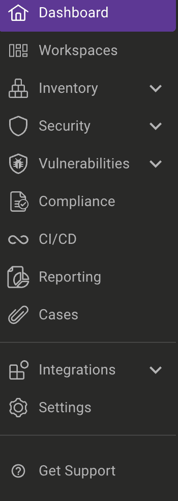 Mondoo App side navigation bar