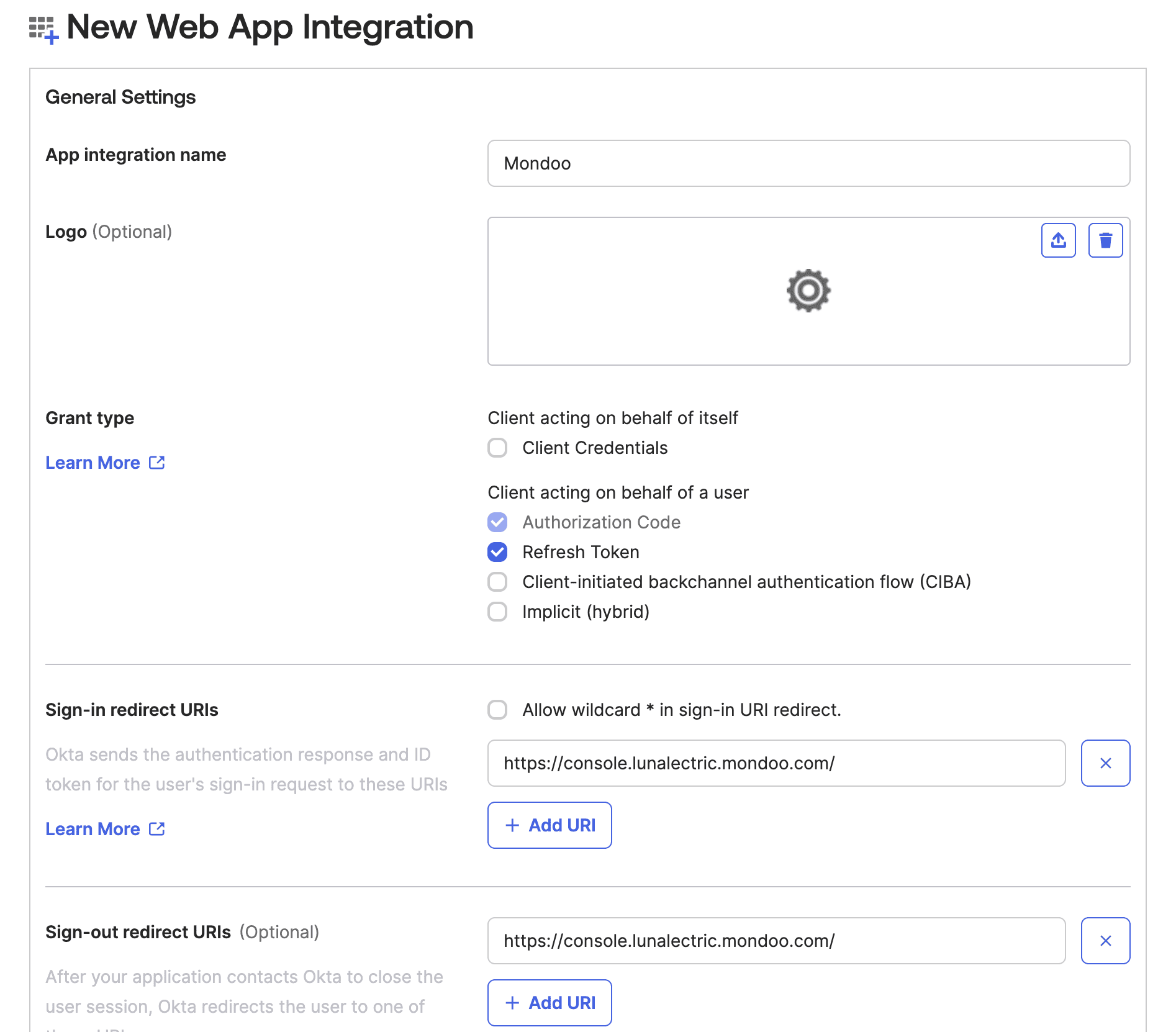 Okta new app integration