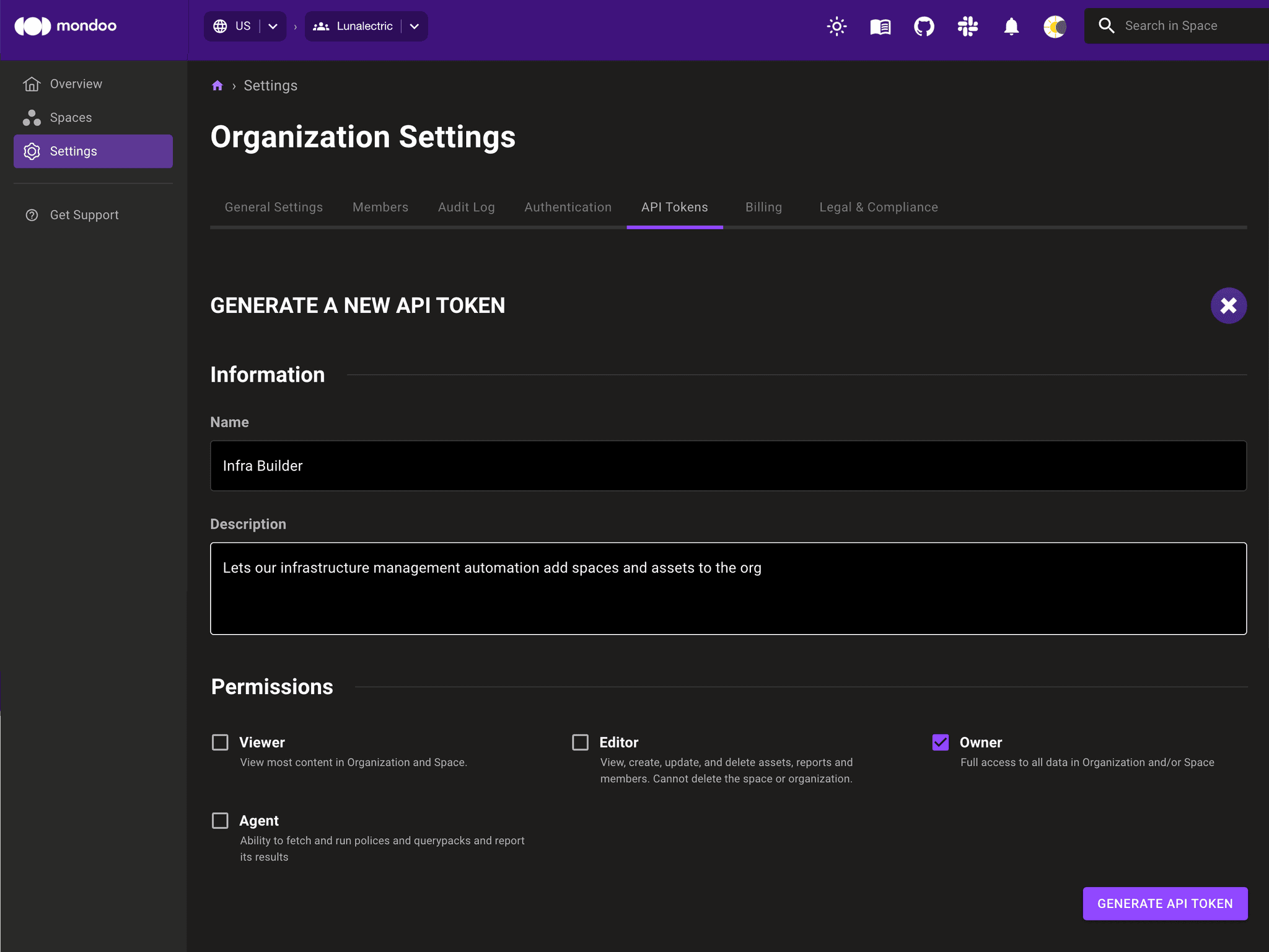Add a Mondoo API token
