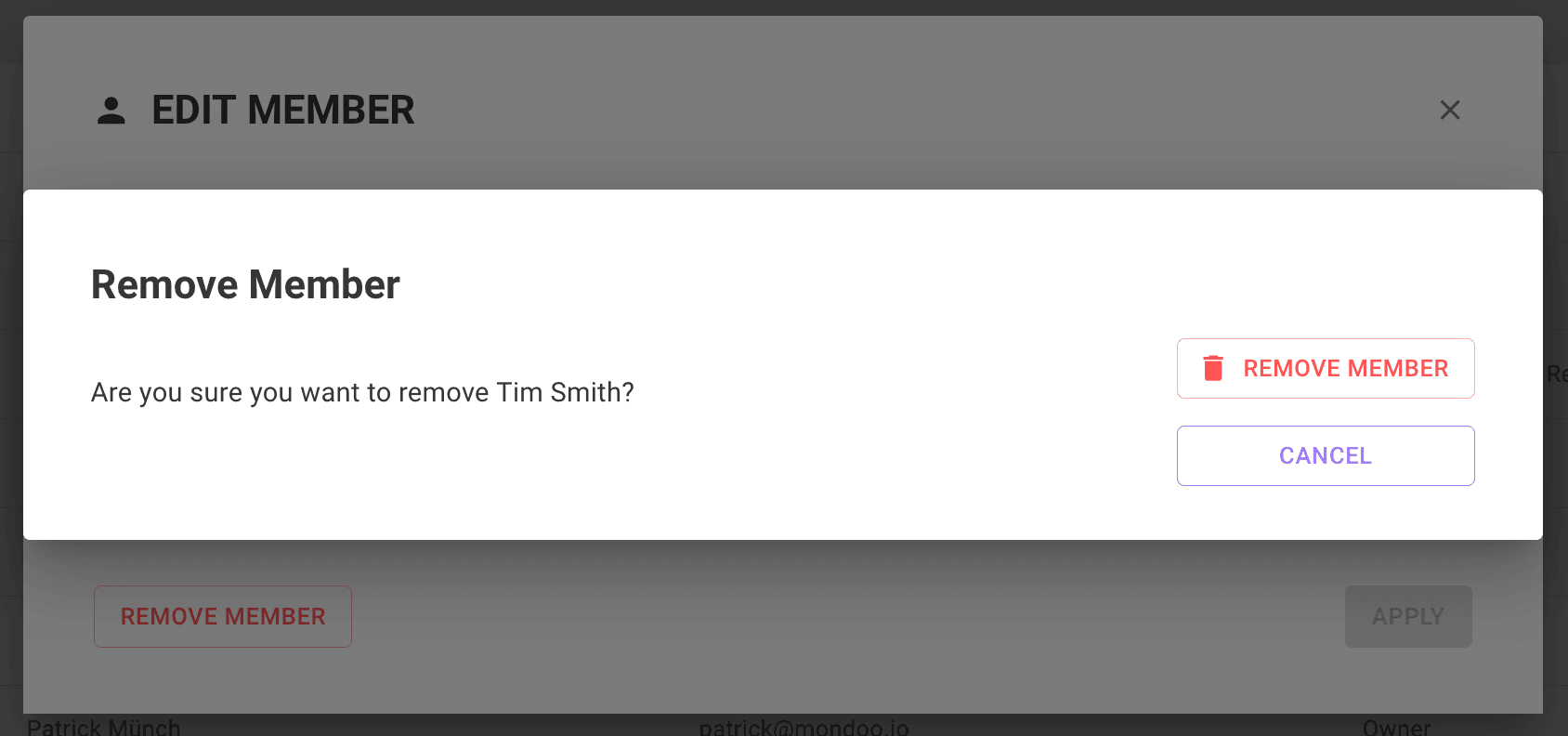 Remove member