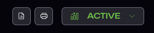 The Generate report and Print view icons next to a framework's status menu