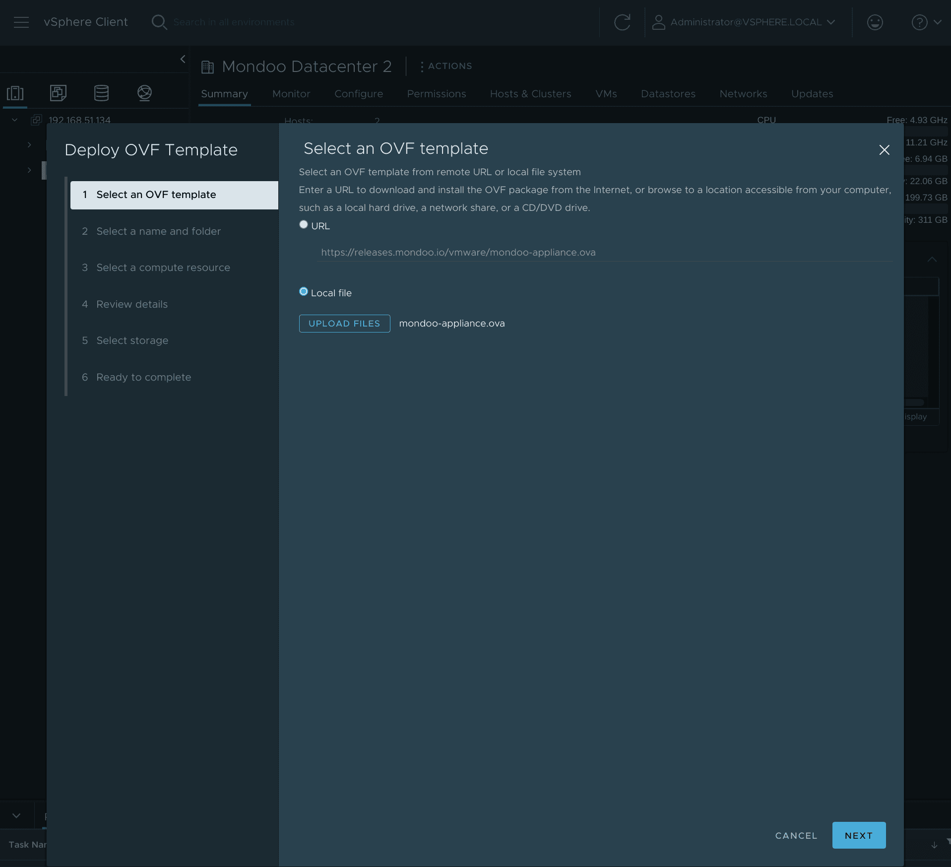 Select OVF Template