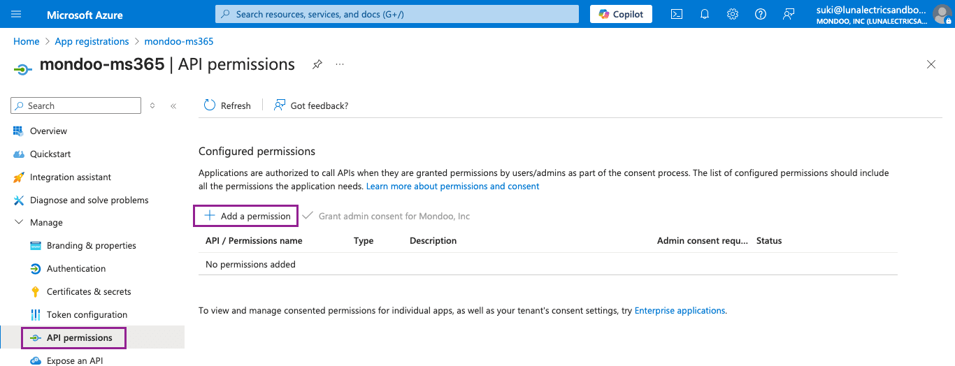 Azure Admin Center App Registrations
