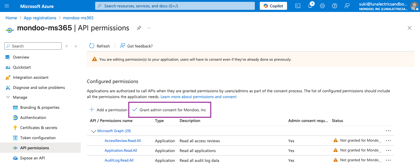 Azure Admin Center App Registrations