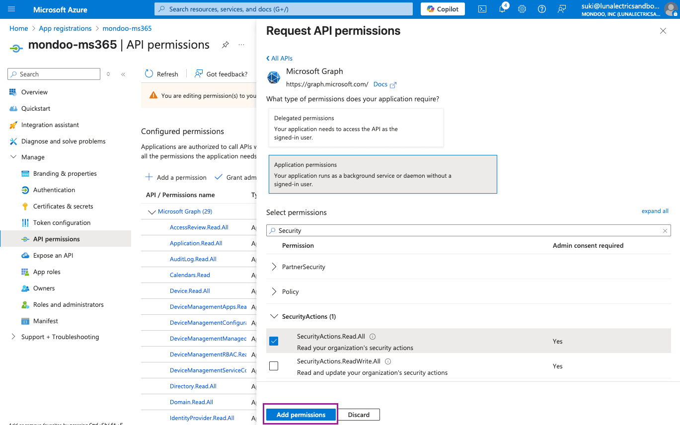 Azure Admin Center App Registrations
