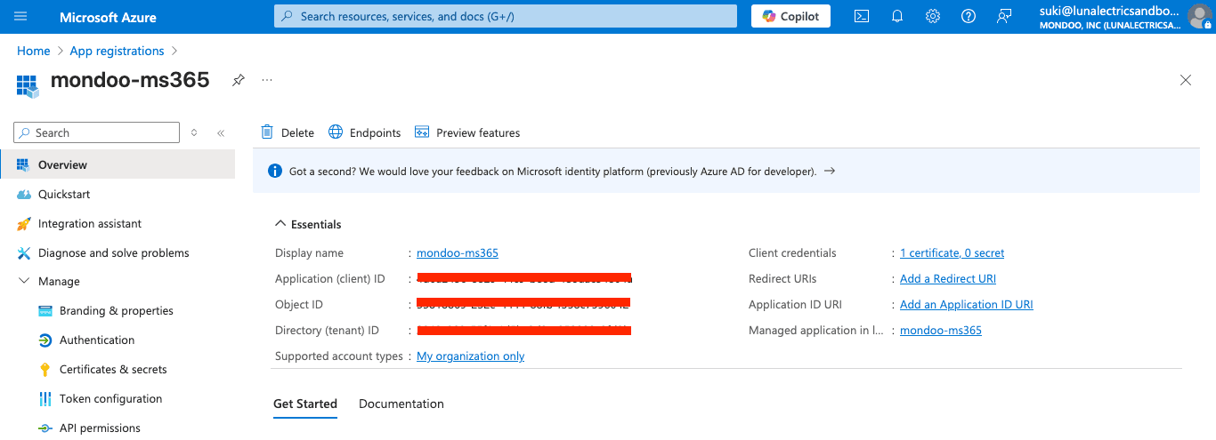 Azure Admin Center App Registrations