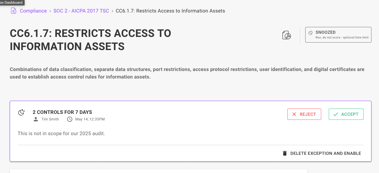 Compliance control in the Mondoo Console