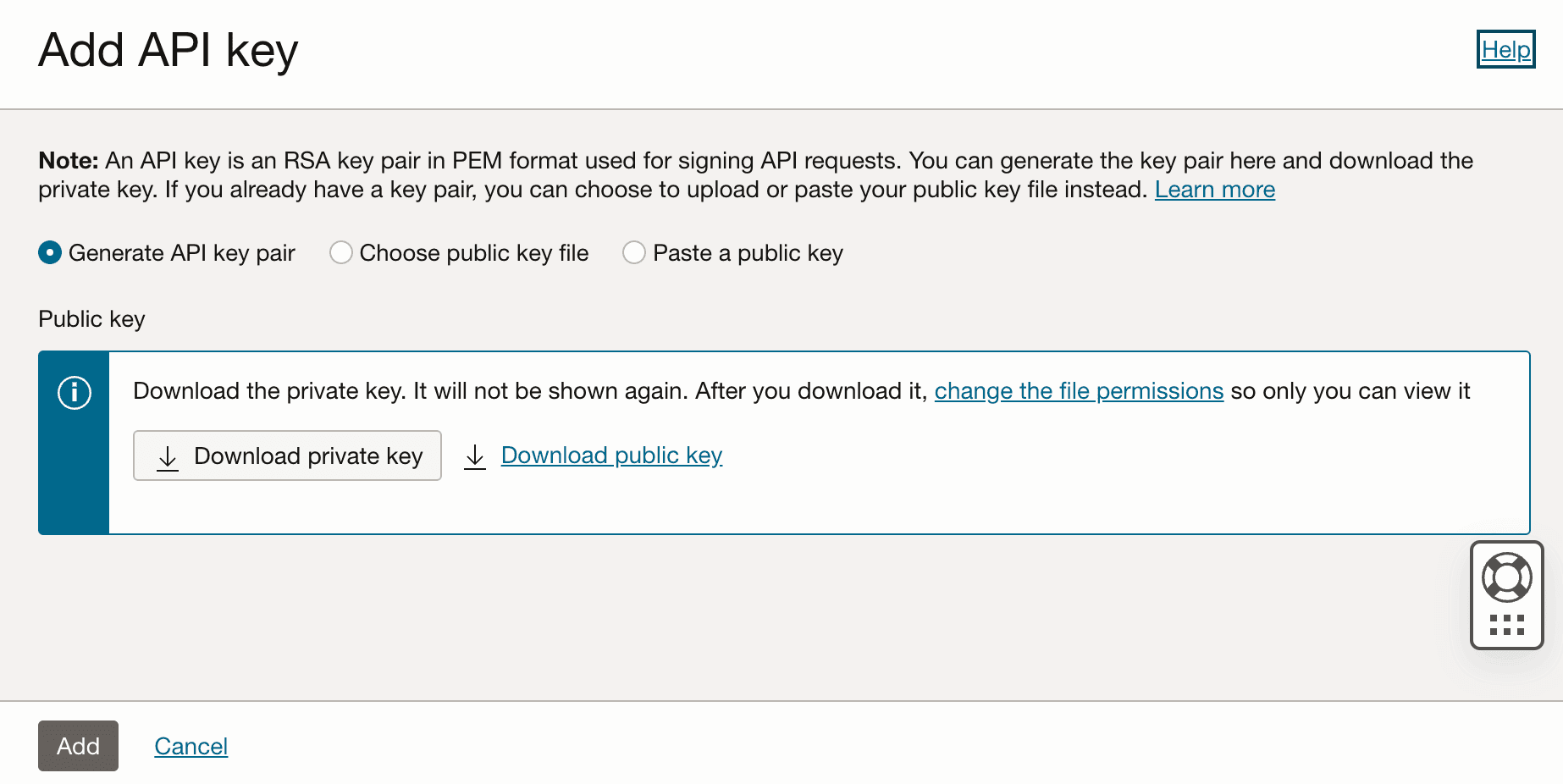 Add OCI API key