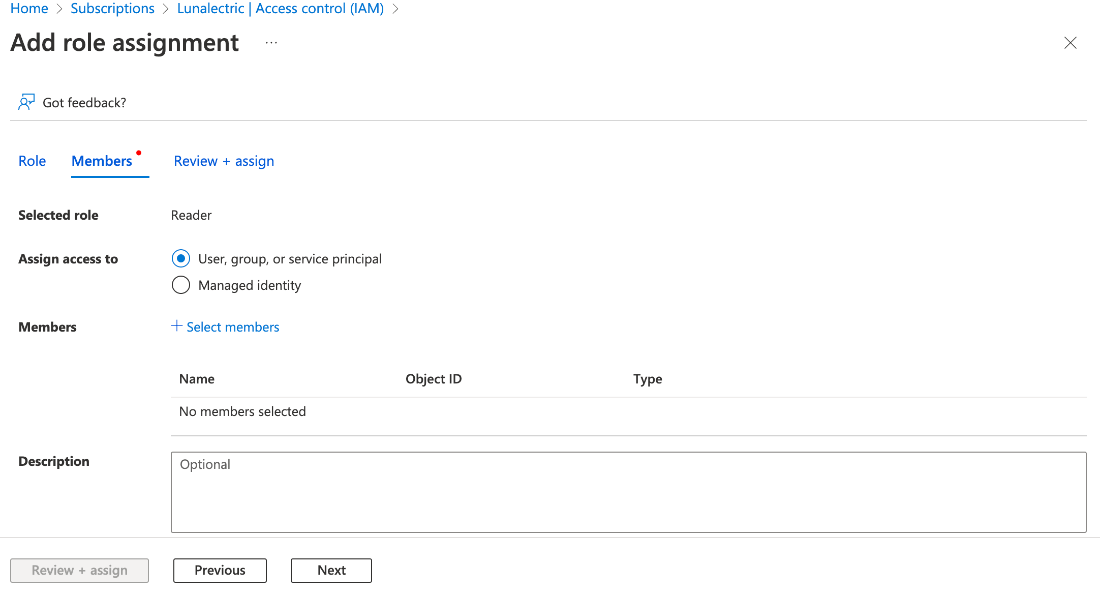Azure Subscription Role Assignment