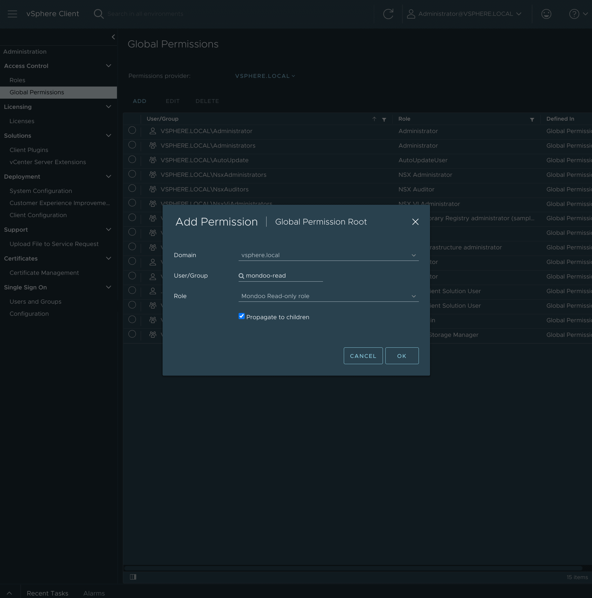 add read-only role to mondoo user