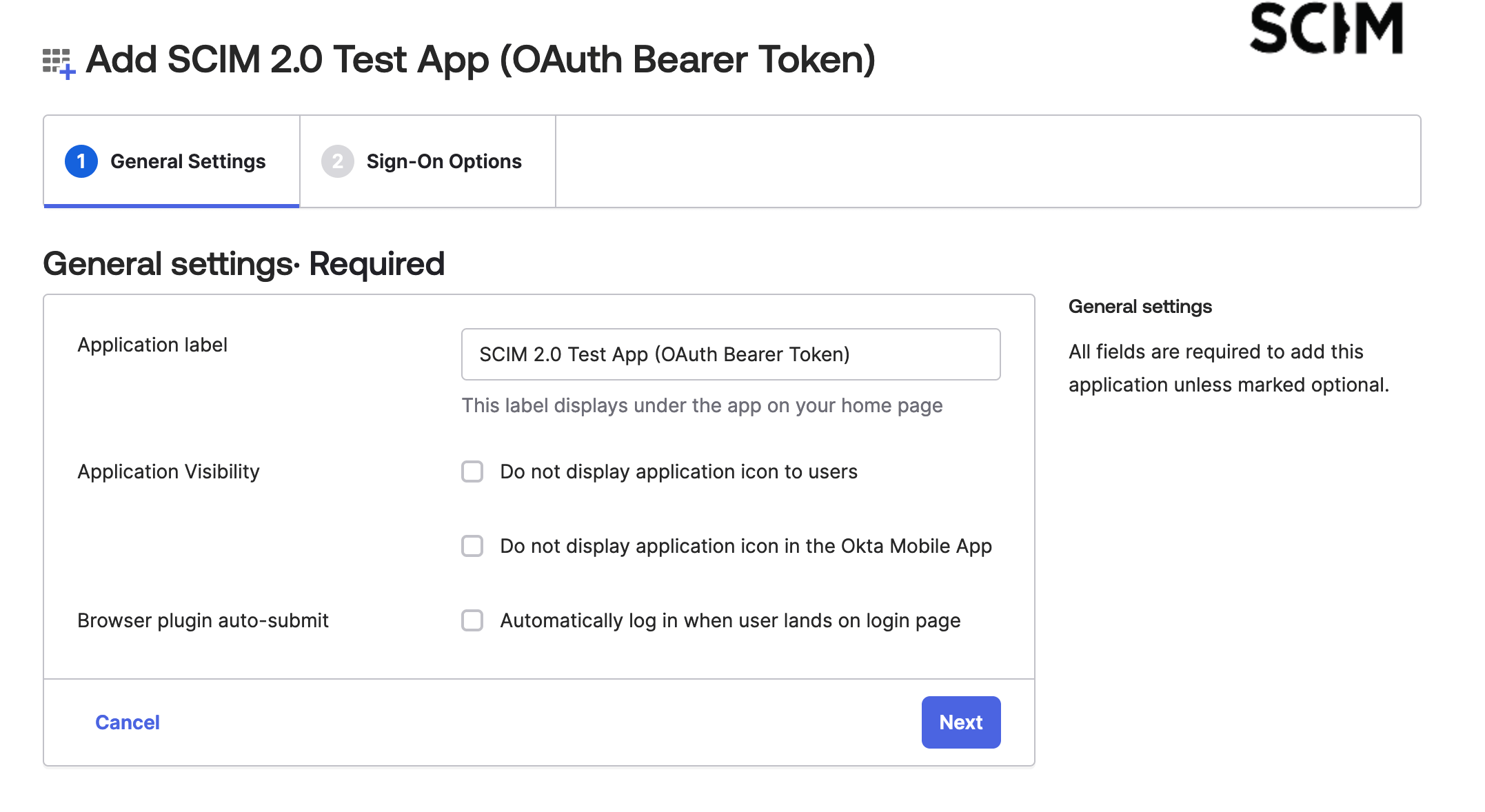 Add Okta SCIM application