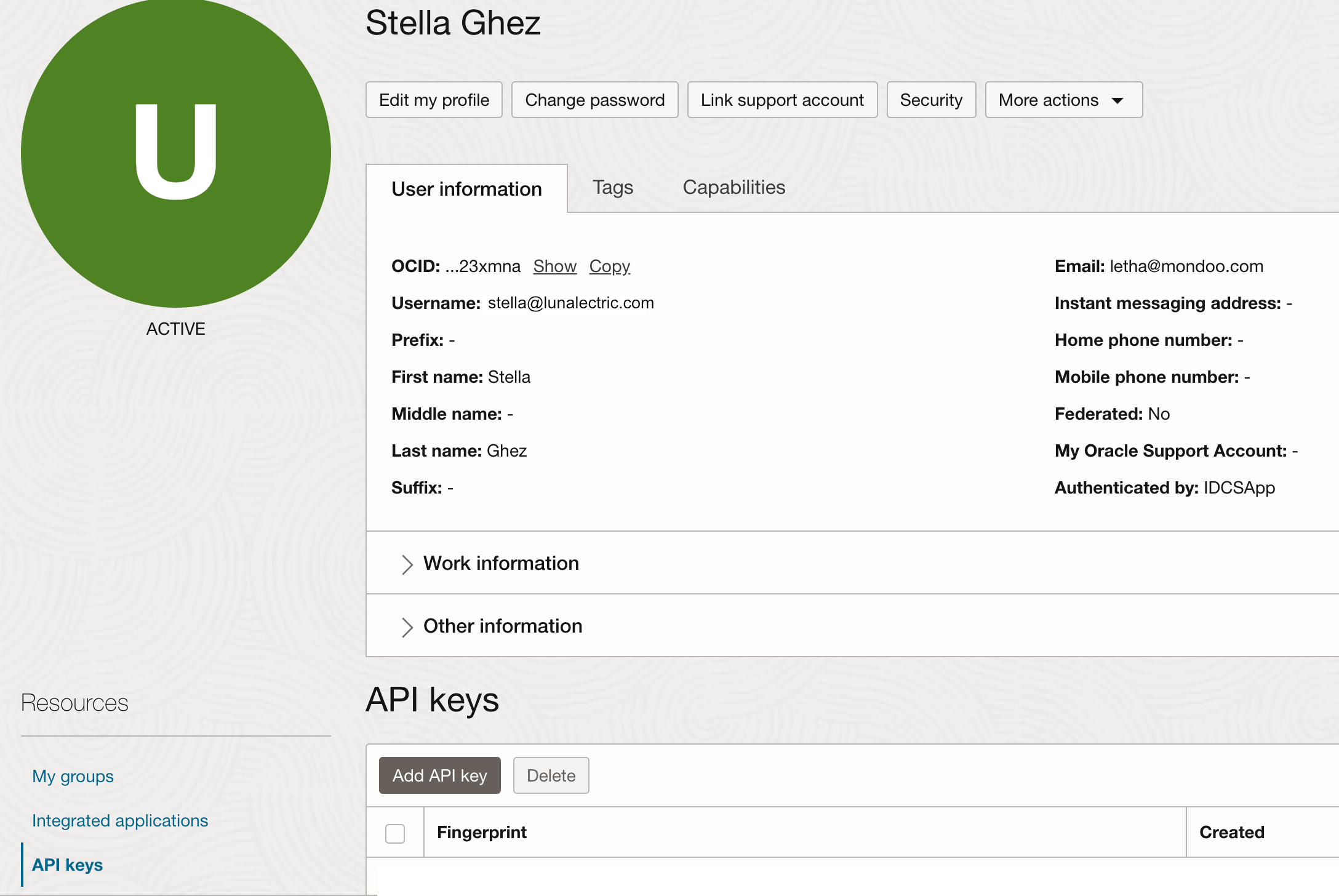 OCI API keys