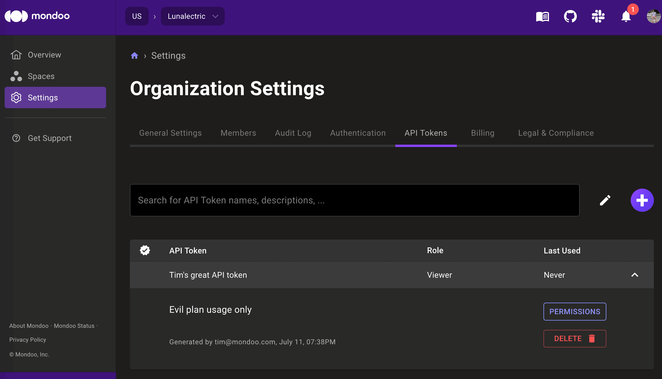 API Token Generation