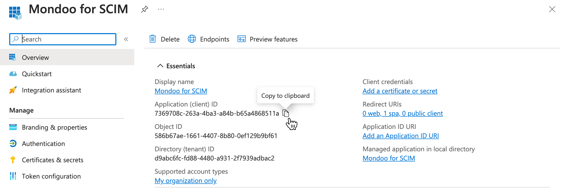 Register an Entra app Mondoo