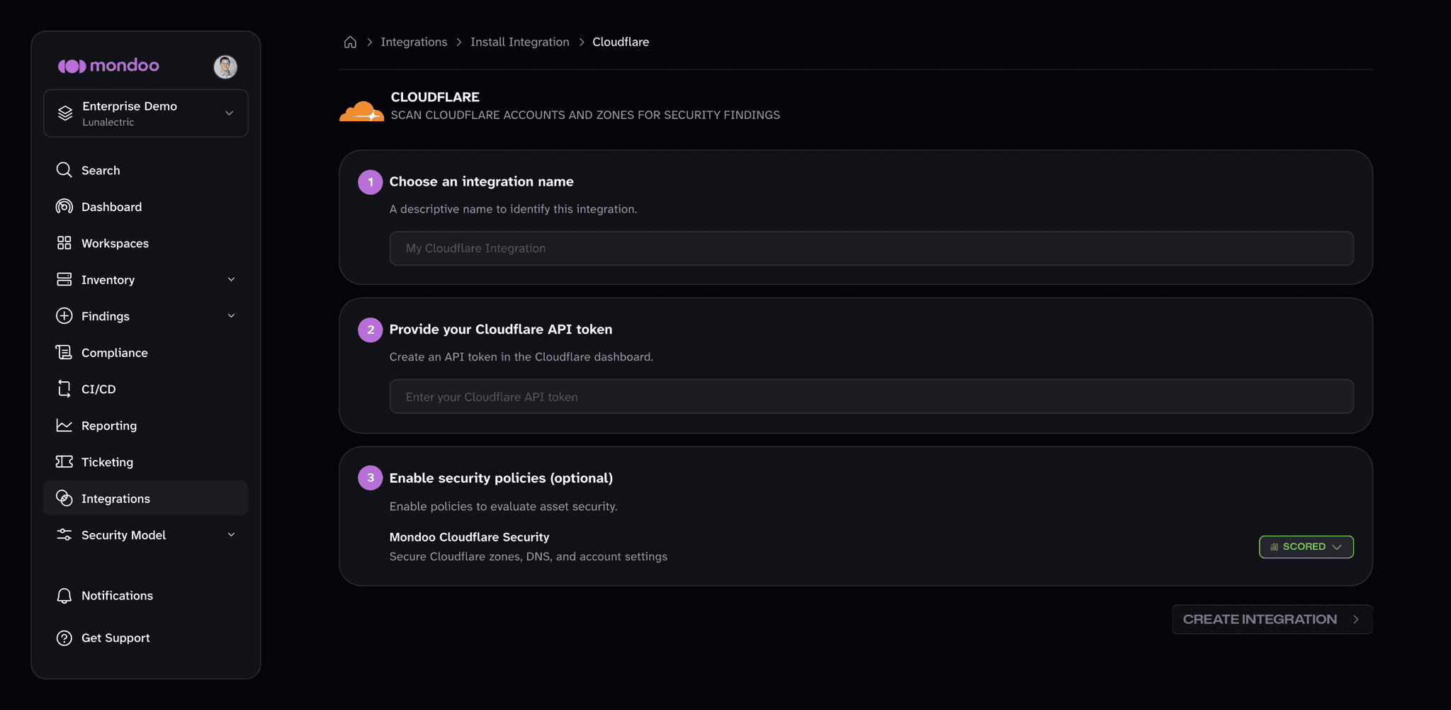 Add a Cloudflare integration in Mondoo