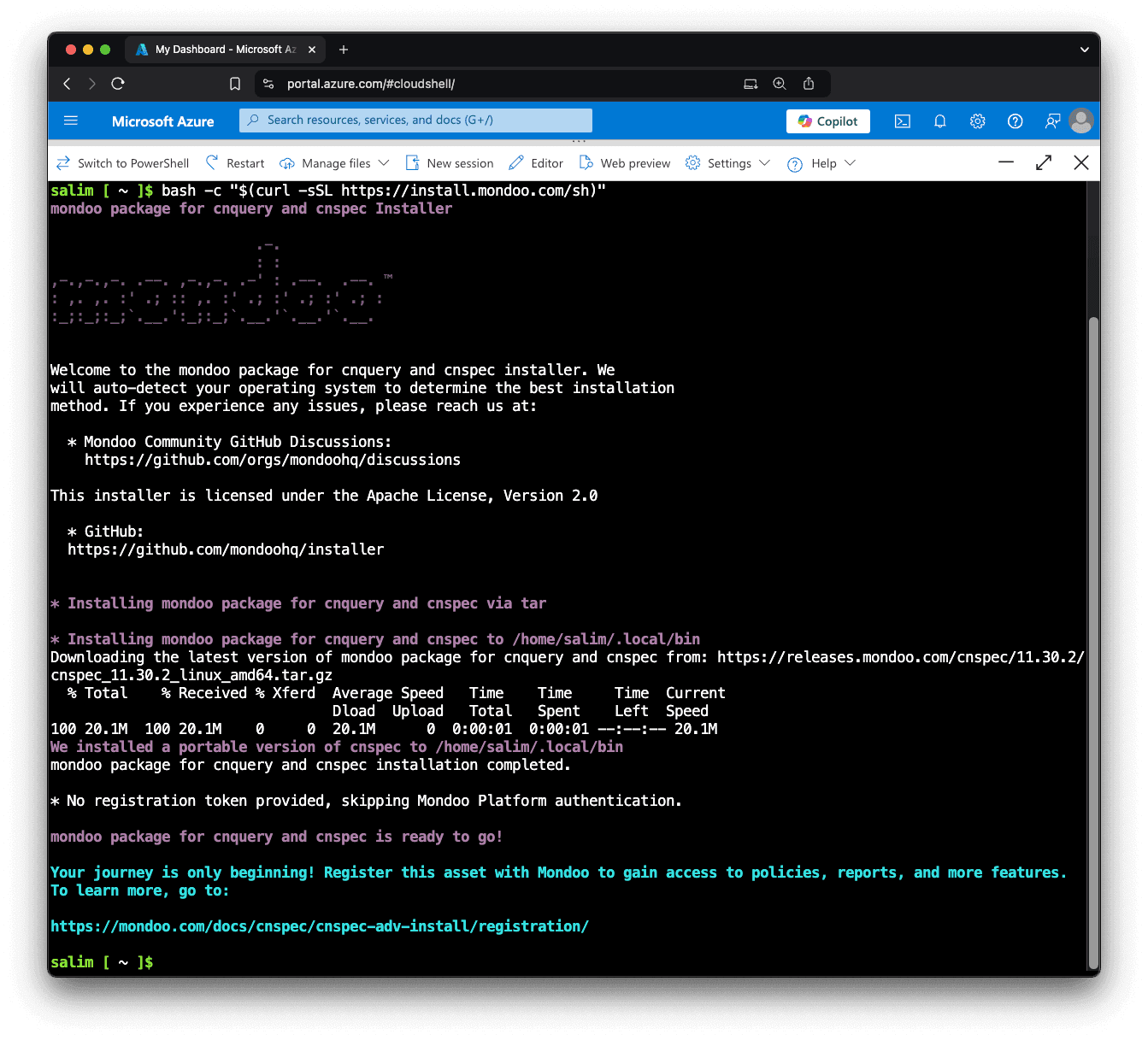 Azure CloudShell Installation