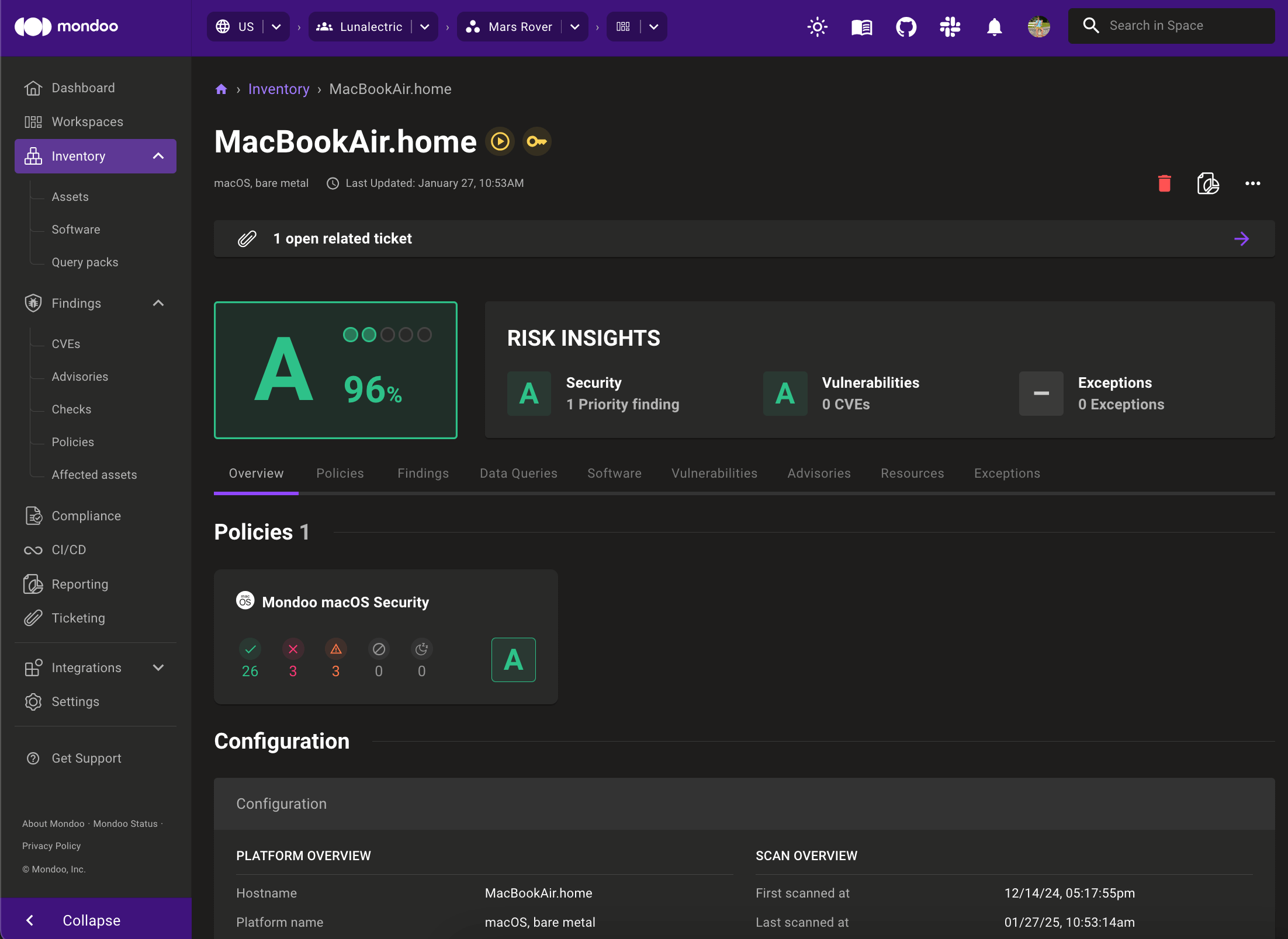 Results in the Mondoo Console