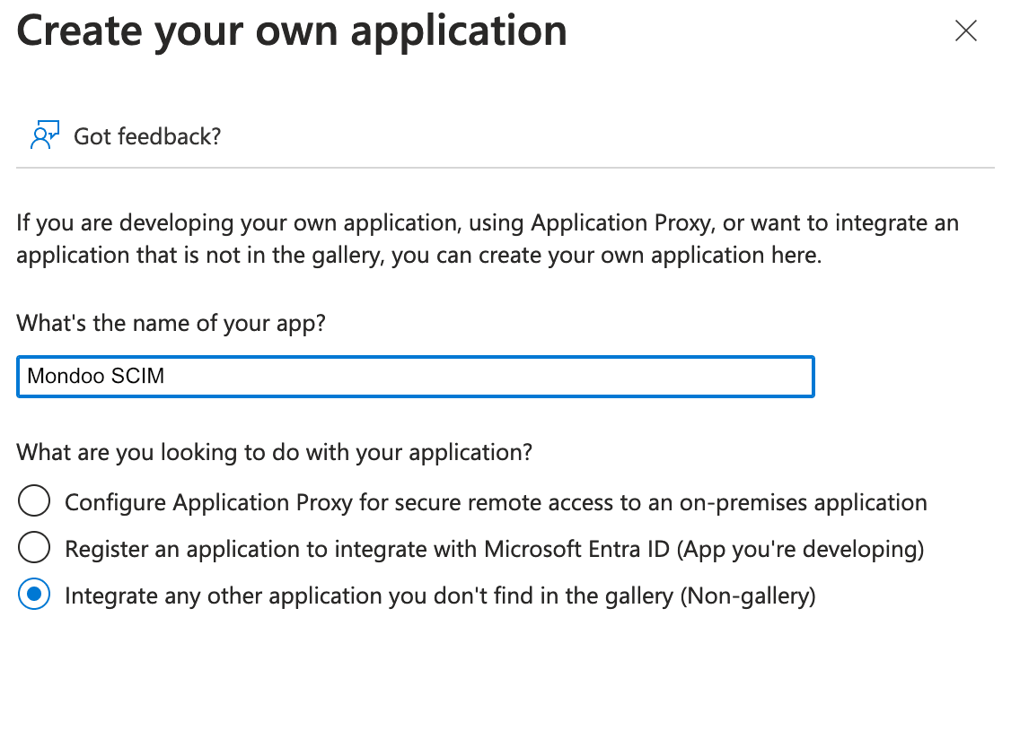 Create Entra enterprise application
