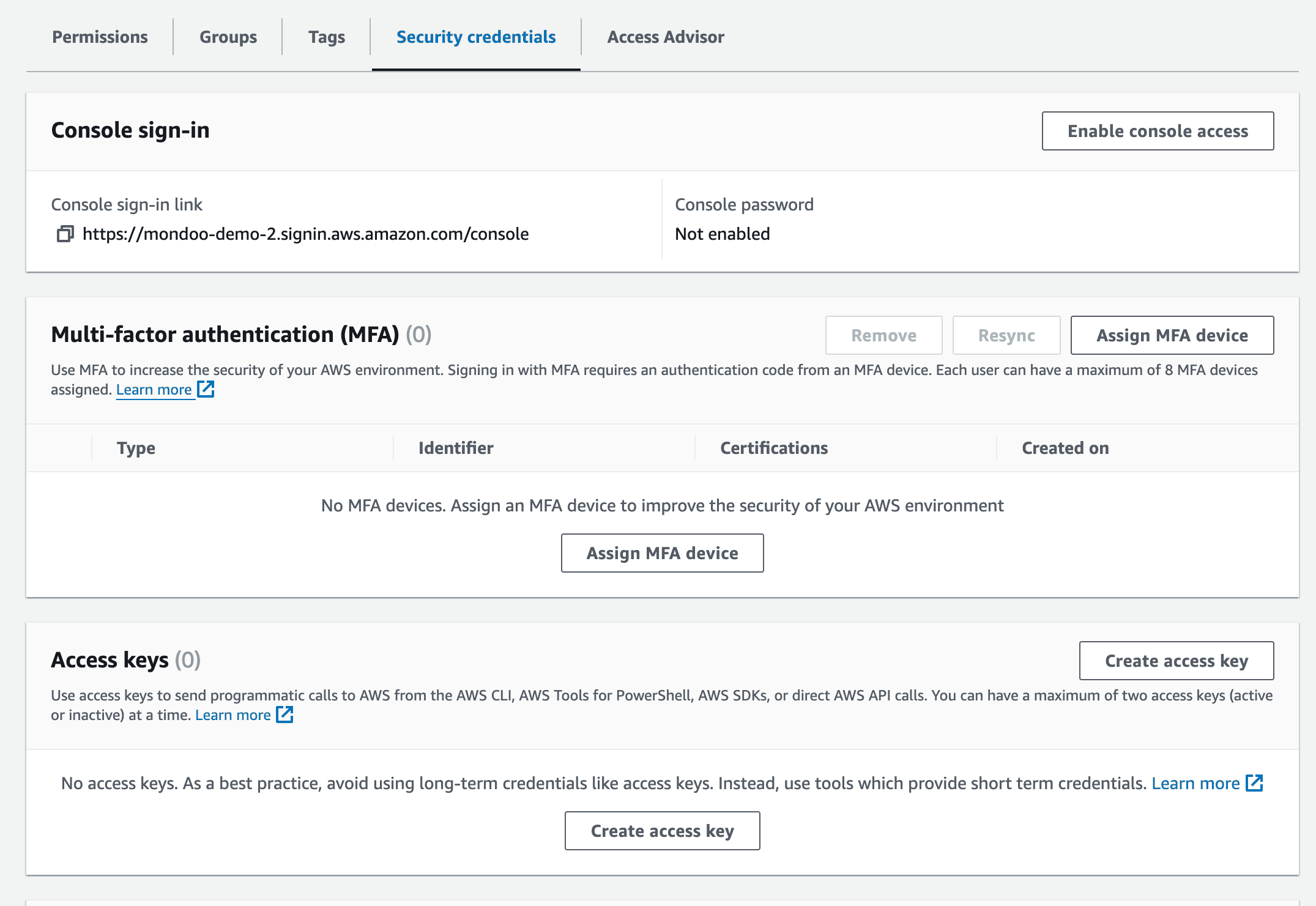 AWS IAM users