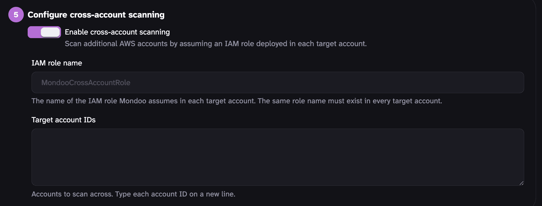 Configure cross-account scanning on the Mondoo AWS serverless integration