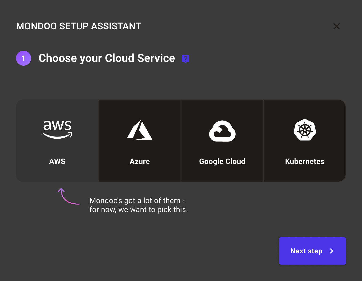 Mondoo AWS Guide - Choose AWS