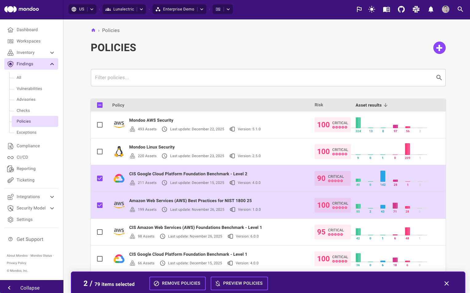 Mondoo - disable a policy for a space