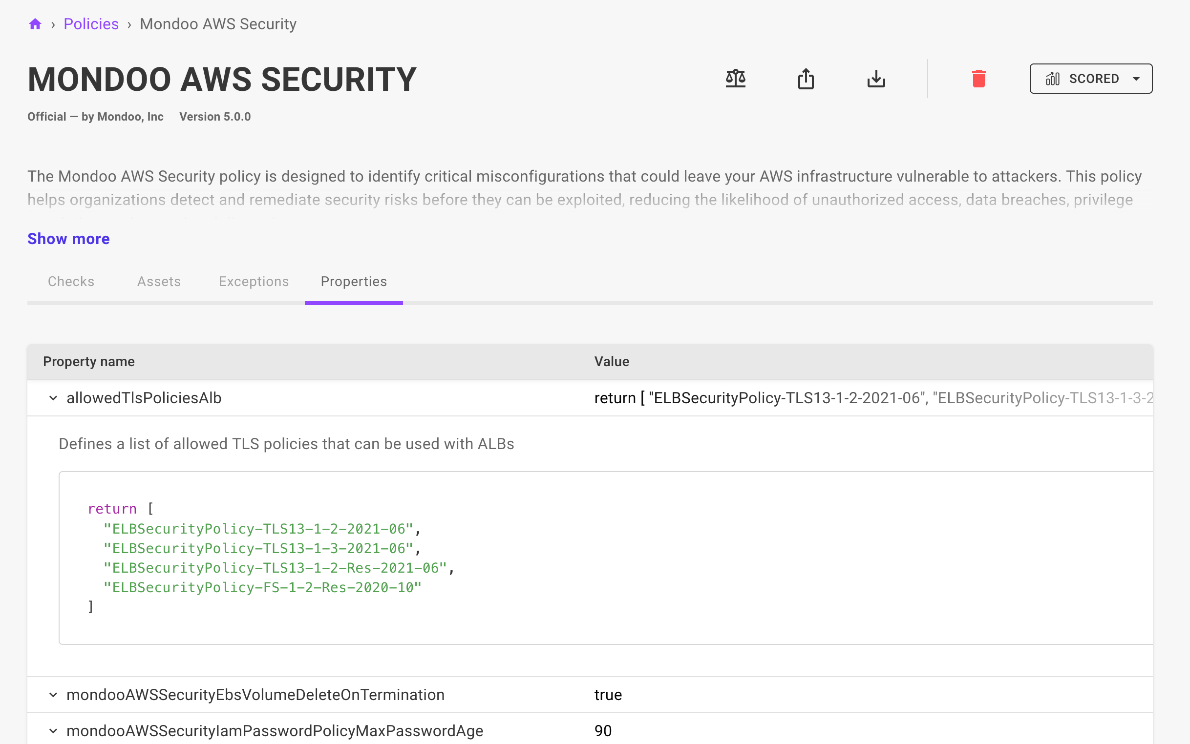 Mondoo - change a property in a policy