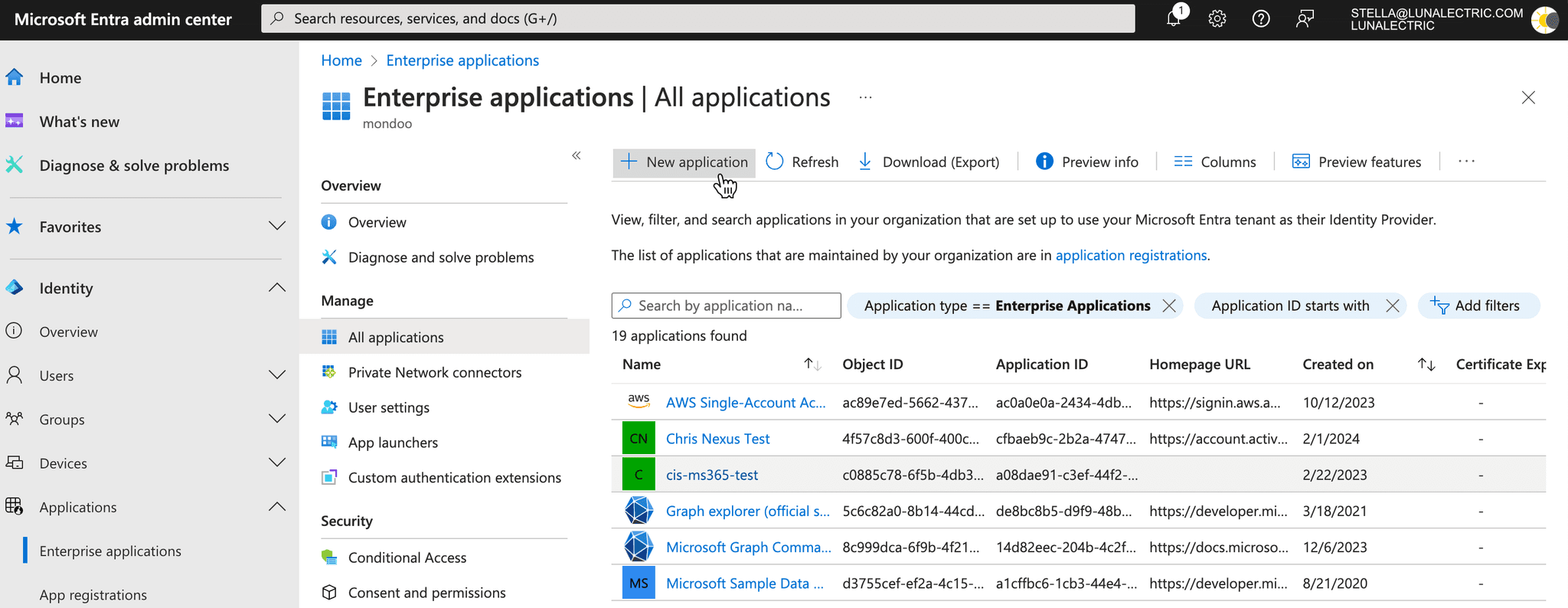 Entra enterprise applications