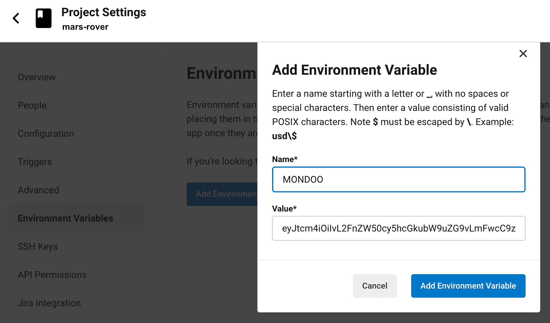 Mondoo credentials in a CircleCI environment variable