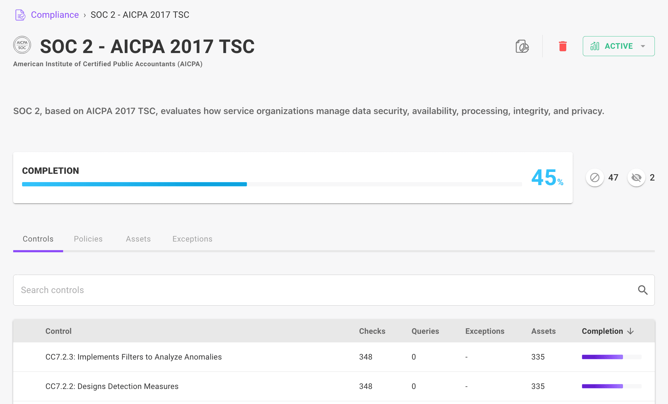Compliance framework in the Mondoo Console
