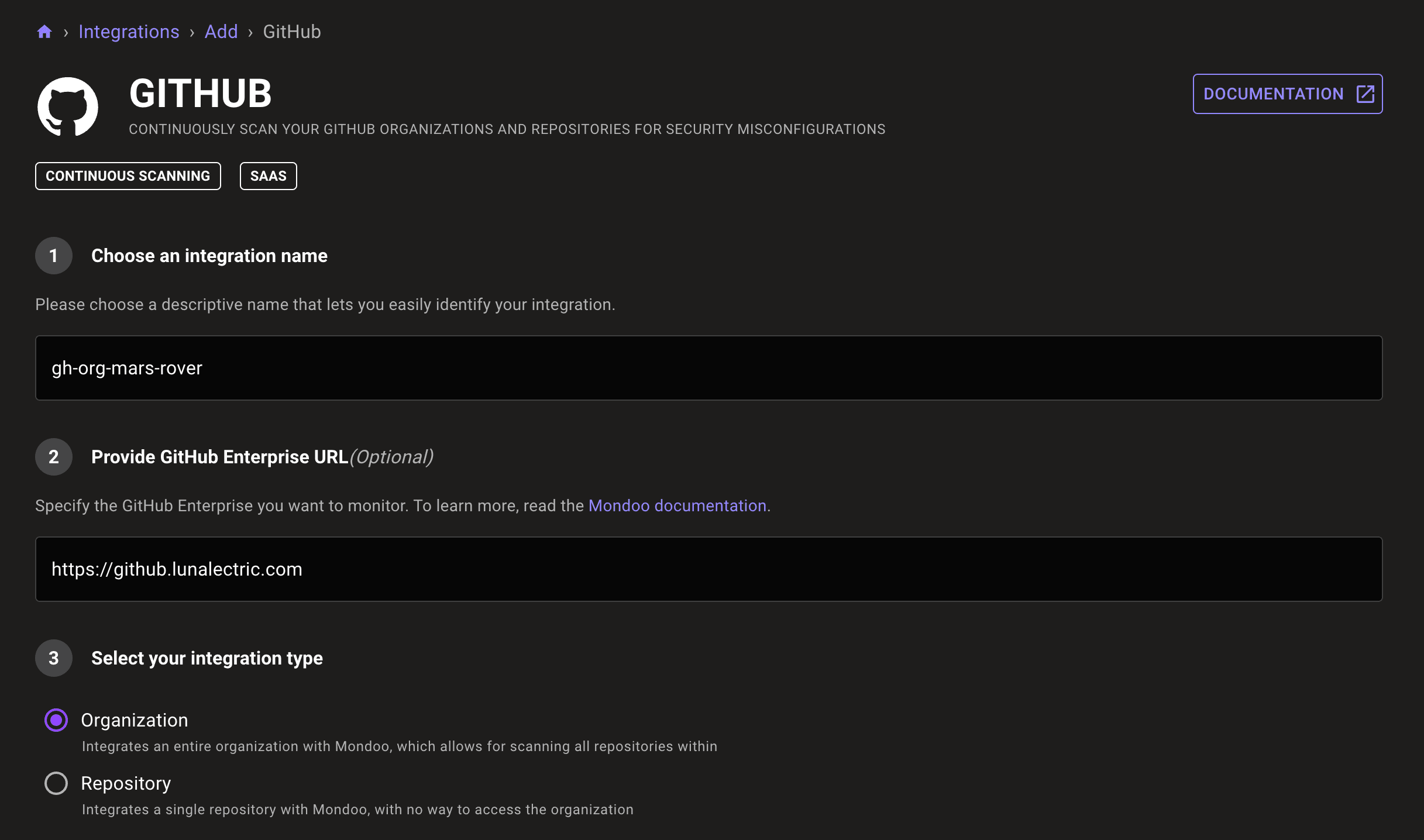 Add a GitHub Integration in Mondoo
