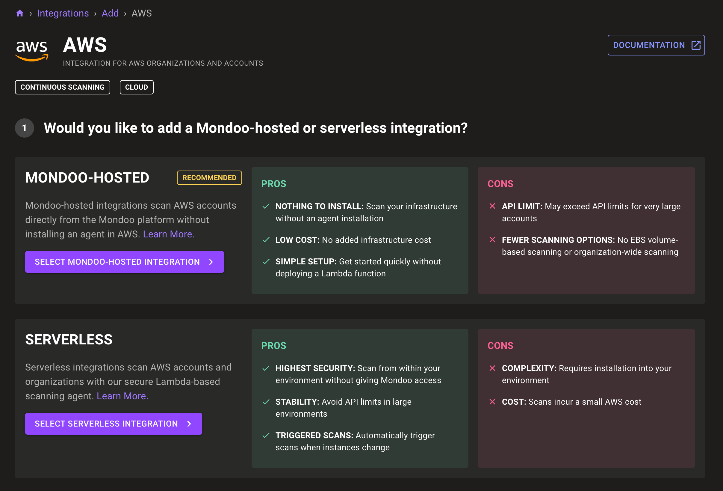 AWS integration options