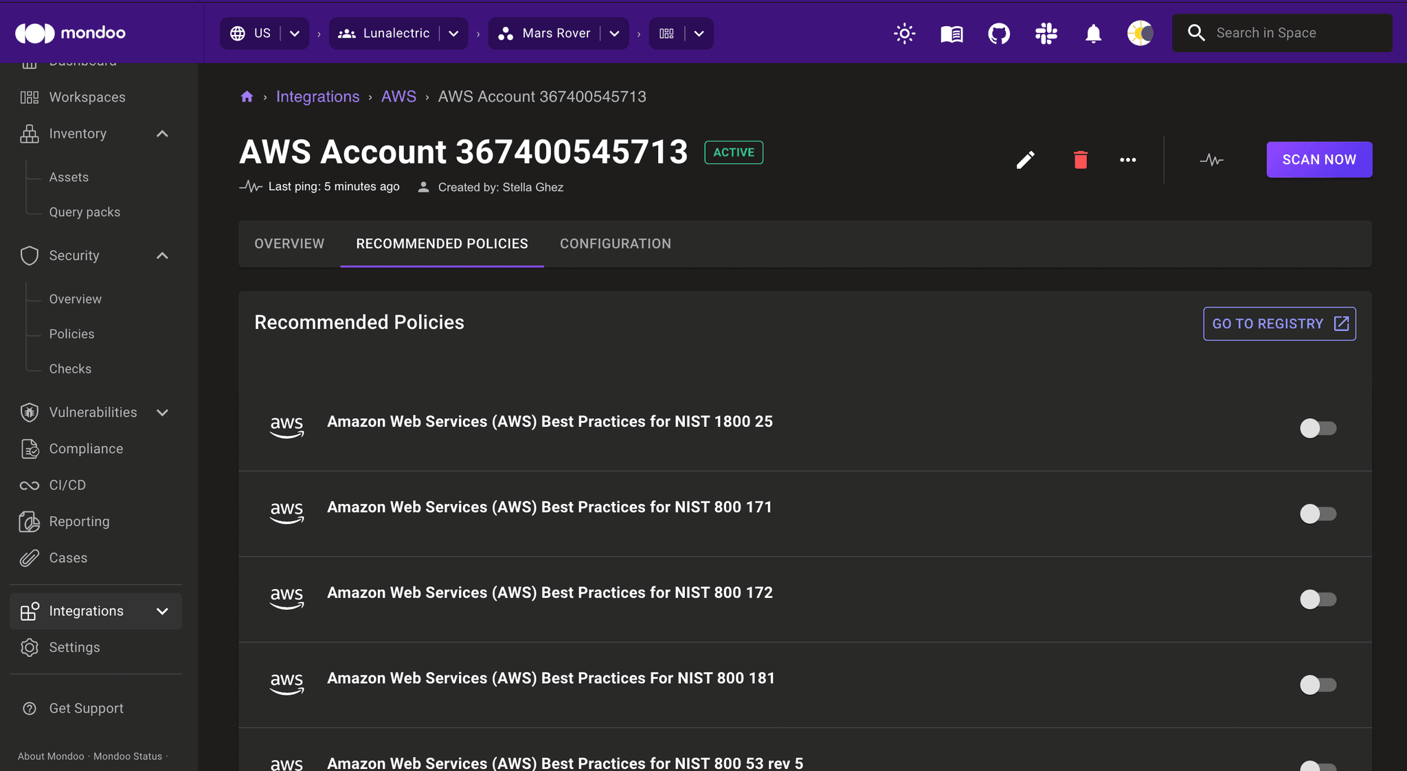Policies for a Mondoo AWS integration