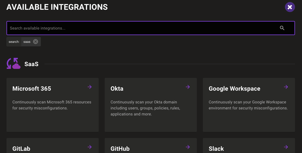 Integration filtering with a category