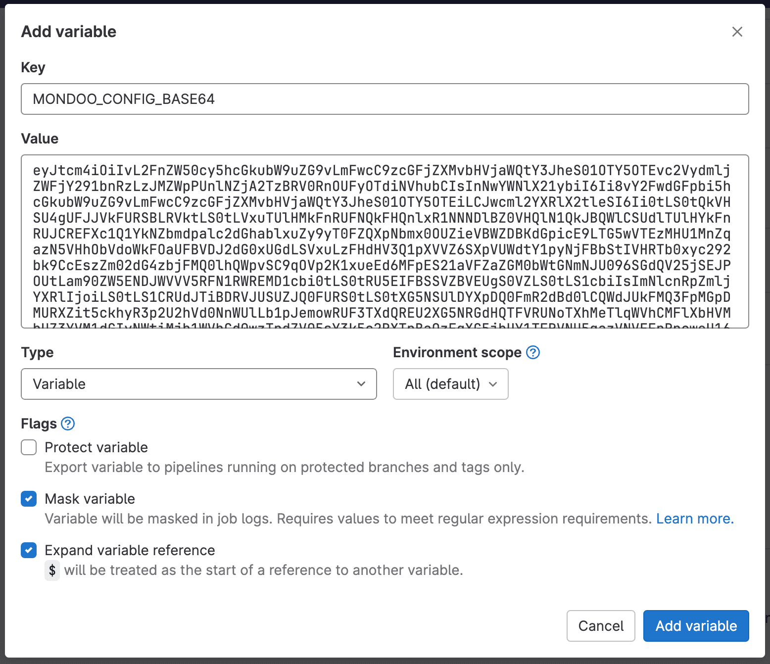 Store Credentials in GitLab